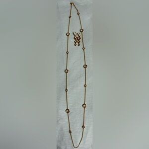 Elegant Gold Chain with Round Crystal Necklace and Earrings